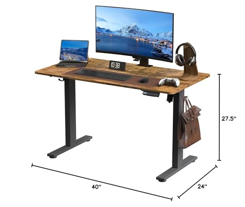 Kingant Electric Standing Desk Height Adjustable - 40 x 24 Inches Sit Stand up Desk & Memory Preset Ergonomic Rising Desks for Work, Home Office Workstation Gaming Rising Desk Study Table