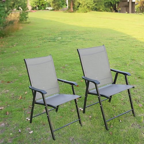 BTEXPERT Heavy Duty Patio Folding Chair Outdoor Indoor Portable Dining Sling Back Metal Frame with Armrests Lawn Pool Courtyard Porch Balcony Garden (1)