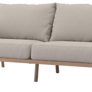 Acanva Modern All-Weather Aluminum Outdoor Patio Sofa with Thick Cushions, Olefin Fabric Sunroom Backyard Furniture, Light Khaki, Loveseat