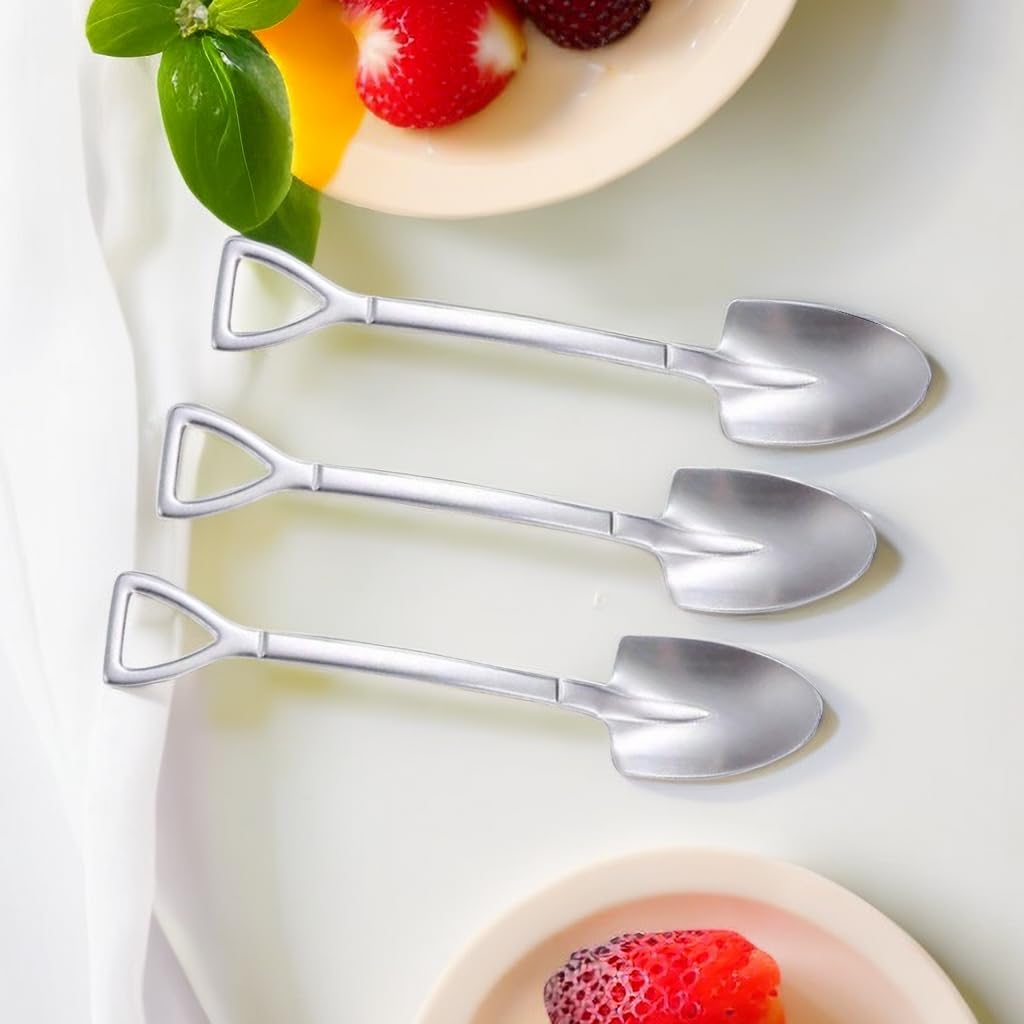 Smilesunus 20 Pcs Stainless Steel Mini Dessert Spoons Shovel Shape Spoons Ice Cream Spoons