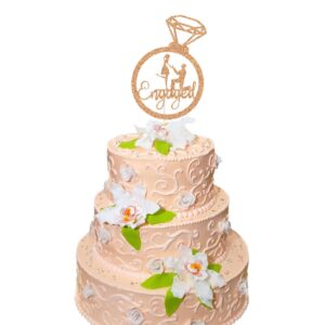 Engaged Cake Topper Proposal Party Decor Diamond Ring Bride and Groom Engagement Party Decorations Rose Gold Glitter