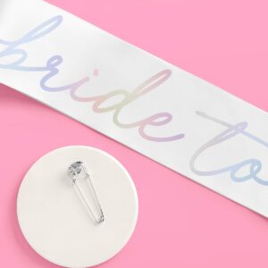 xo, Fetti Bachelorette Party Decorations Bride to Be Iridescent Sash | Classic Bridal Shower Gift, Bridesmaid Favors, Engagement Accessory