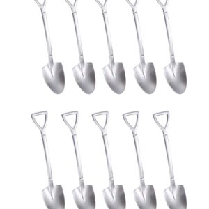 Smilesunus 10 Pcs Mini Shovel Spoons Dessert Spoons Stainless Steel Ice Cream Yogurt Spoons