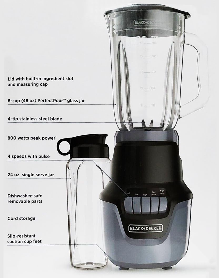 BLACK & DECKER BL1610BGP Performance HELIX Blender w/Personal Jar