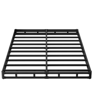 Maenizi Queen Box Spring 4 Inch Low Profile, Heavy Duty Metal Box Spring Bed Base with Fabric Cover, Mattress Foundation, Easy Assembly, Noise Free, Black