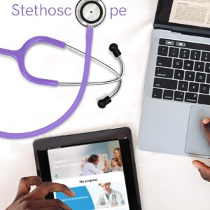 FriCARE Purple Stethoscopes for Nurses, Classic Dual Head Stethoscope Kit Medical Supplies, RN, LPN, LVN, Nursing School Students, Home Health Use