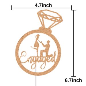 Engaged Cake Topper Proposal Party Decor Diamond Ring Bride and Groom Engagement Party Decorations Rose Gold Glitter