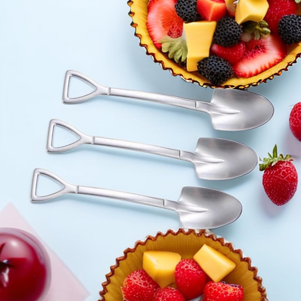 Smilesunus 20 Pcs Stainless Steel Mini Dessert Spoons Shovel Shape Spoons Ice Cream Spoons