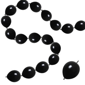 100 pcs quick link balloons black 6 inch, latex linking balloons for balloon wall/balloon arches/balloon chains, birthday party wedding anniversary graduation arch party decor (black)