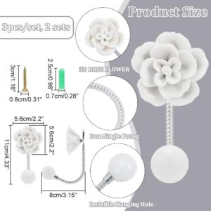 NBEADS 2 Sets Flower Ceramic Wall Hooks, White Floral Wall Coat Hooks Decorative Robe Hooks with Screw and Anchor Plug for Scarf Bag Towel Hat in Hallway Kitchen Closets Bathroom