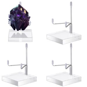 suzile 4 pcs adjustable metal arm display stand easel with acrylic base rock display easel holder acrylic easel crystal display stand clear plate stand for geodes mineral agate (2 x 2 x 3.5 inch)