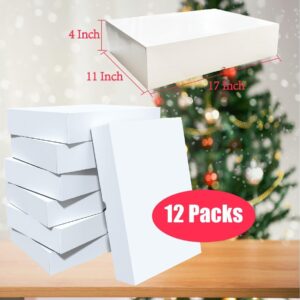 12 Packs Extra Large Gift Boxes with Lids for Presents, 17x11x4 Inch White Clothing Boxes for Wrapping Gifts, Blanket, Robes, Shirts, Sweater, XL Cardboard White Boxes Bulk for Christmas, Birthday - Cajas Para Regalos