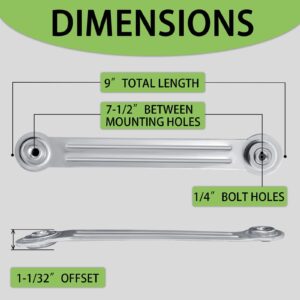 Glider Bearing Arm Bracket Replacement Hardware Rocker Parts, 9 Inch Overall Length, 7-1/2 Inch Between Mounting Holes, 4 Pack Patio Glider Parts Rocker for Outdoor Glider and Garden Bench