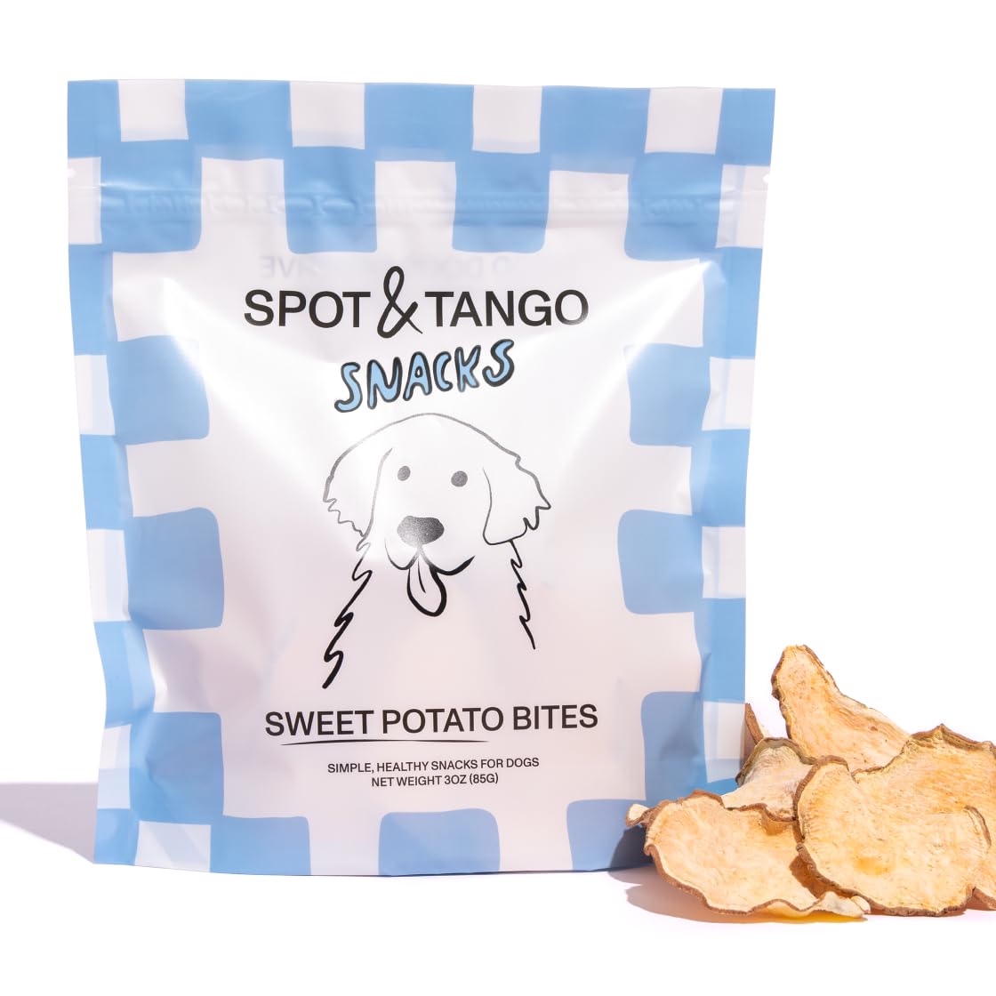 Spot & Tango Sweet Potato Bites Dog Treats - Single Ingredient, 100% Sweet Potato - Dehydrated Snacks - Grain & Gluten-Free - USA-Made - for Small, Medium, and Large Dogs