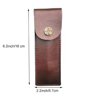 MUZZIOU Ultrathin Leather Knife Tool Sheath Case, 2 Pcs Portable Folding Knife Sheath Pocket Knife Sheath Within 6.2Inch In Length for Hand Guard Gift Small Tool Pen (Brown)