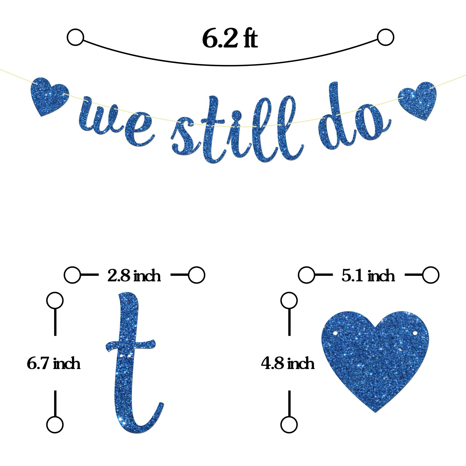 Maicaiffe We Still Do Banner - Wedding Anniversary Party Decor - Engagement - Bride to Be - Wedding Sign - Bachelorette Party Decorations, Blue Glitter