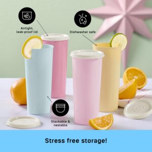 Tupperware Tumbler Set - 24 Count - Dishwasher Safe & BPA Free (12 Tumblers + 12 Lids, 16 fl oz each)