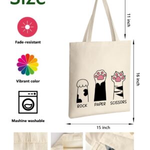 AUSVKAI Canvas Tote Bag Aesthetic for Women, Cute Cat Reusable Cloth Cotton Bags for Shopping college Beach Trendy Gifts