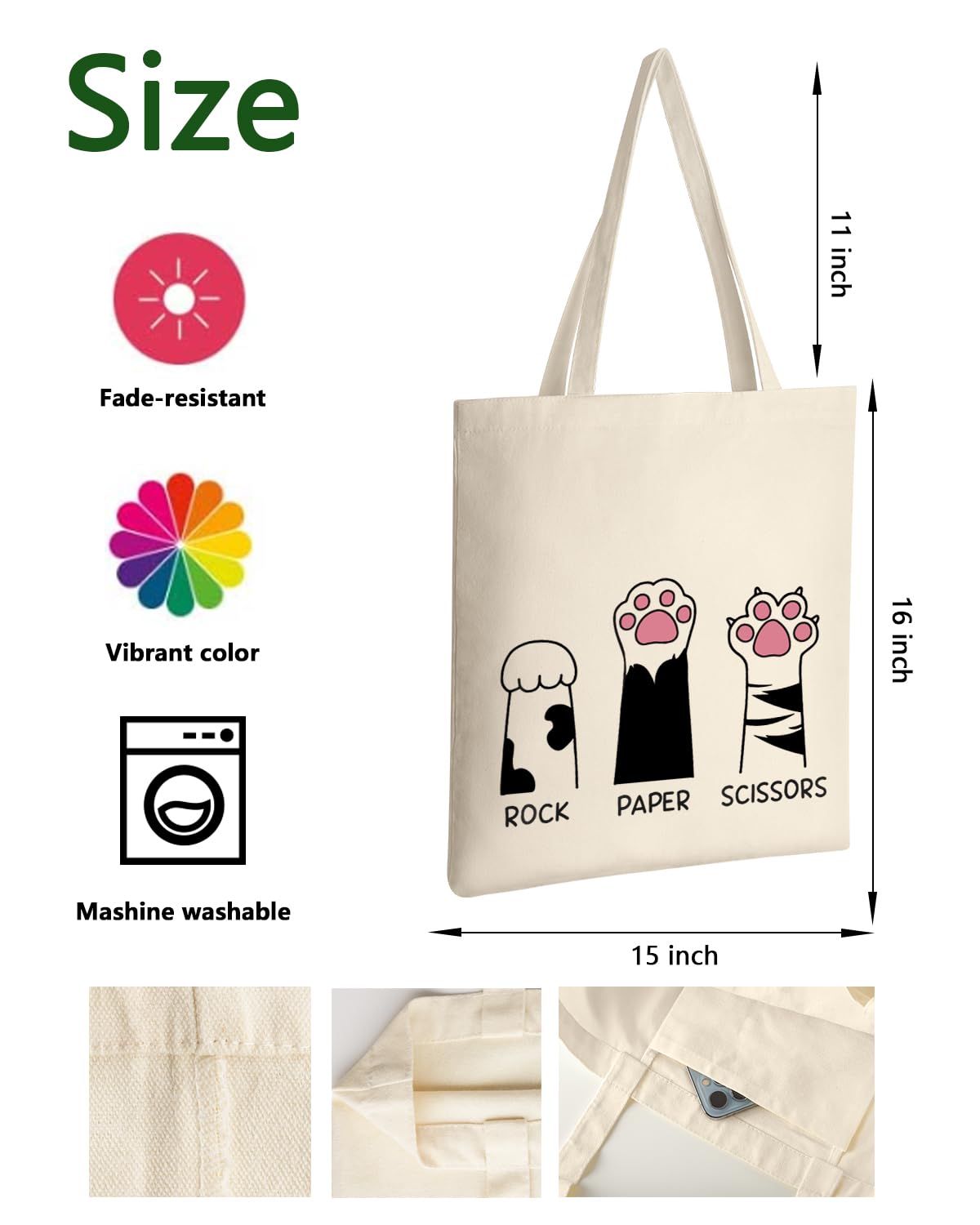 AUSVKAI Canvas Tote Bag Aesthetic for Women, Cute Cat Reusable Cloth Cotton Bags for Shopping college Beach Trendy Gifts