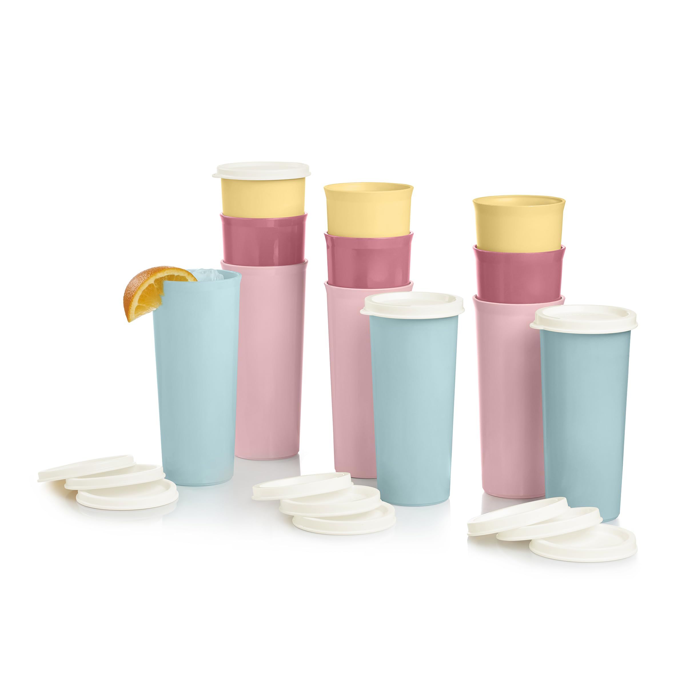 Tupperware Tumbler Set - 24 Count - Dishwasher Safe & BPA Free (12 Tumblers + 12 Lids, 16 fl oz each)