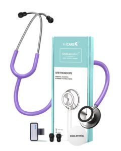 fricare purple stethoscopes for nurses, classic dual head stethoscope kit medical supplies, rn, lpn, lvn, nursing school students, home health use