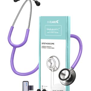 FriCARE Purple Stethoscopes for Nurses, Classic Dual Head Stethoscope Kit Medical Supplies, RN, LPN, LVN, Nursing School Students, Home Health Use