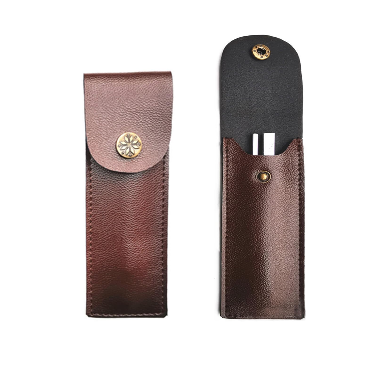 MUZZIOU Ultrathin Leather Knife Tool Sheath Case, 2 Pcs Portable Folding Knife Sheath Pocket Knife Sheath Within 6.2Inch In Length for Hand Guard Gift Small Tool Pen (Brown)