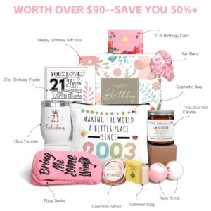 21st Birthday Gifts for Her, 21st Birthday Gifts for Women, Happy 21 Year Old Gifts for Her, 21st Birthday Baskets for Daughter Sister Friend, Gifts for 21st Birthday Female Born in 2003, 21 Fabulous