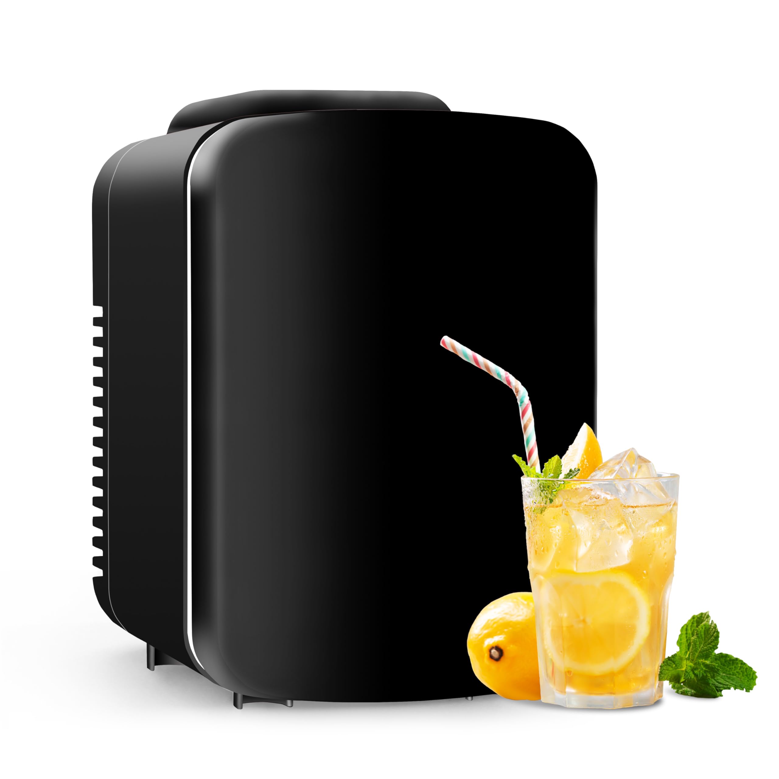 HealSmart Portable Mini Fridge, 4 Liter 6 Can Cooler and Warmer Compact Refrigerators 100% Freon-Free & Eco Friendly for Drinks, Food, Medications, 4L, Black