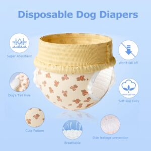 Dog Diapers Female, Disposable Diapers for Female Dog with Stretchy Waist, Pull Up Puppy Wraps for Doggie in Heat Period Super Absorbent Leak-Proof Doggy Diaper for Dogs 30PCS (XL)