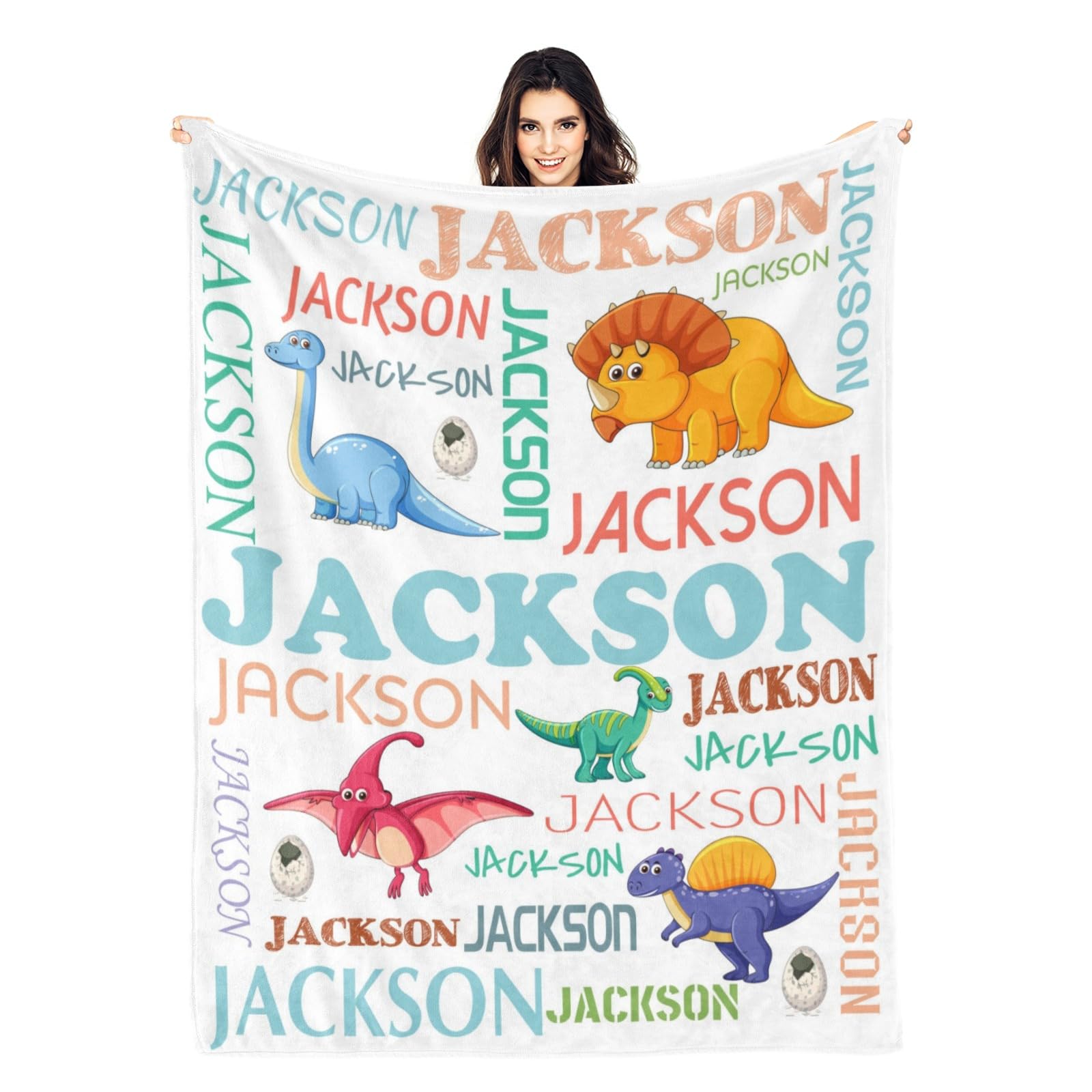 HSSQMH Personalized Dinosaur Blanket for Boys Personalized Party Favors with Dinosaur Design Dinosaur Room Decor Throw Blanket for Teens Kids for Couch Sofa Bed Dino Blanket for Girls Teens