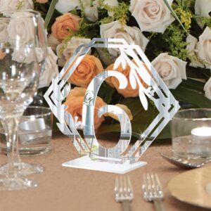 BESTORI Acrylic Wedding Table Numbers 1-20 with Stand Silver Table Sign Double Sided Reserved Seating Signs for Event Party Table Centerpiece Decoration