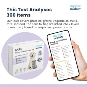 My Pet Sensitivity Test - Home Puppy & Kitten Sensitivity Test | 300 Items | 3-5 Day Results | Non-Invasive Hair Sampling | Comprehensive Food & Environmental Analysis | Ideal for Young Pets