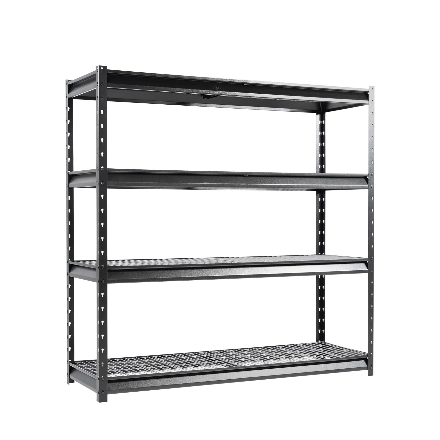 Shuntong The Atlas 72" W Heavy Duty Garage Shelving Load 8000 Lbs, 4 Tier Metal Storage Shelves, Adjustable Industrial Steel Rack for Warehouse Basement Shop, 72" W x 24" D x 72" H, Black