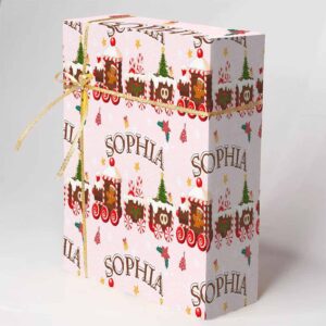 Artsadd Custom Christmas Wrapping Paper Rolls with Name Xmas Snowflake Personalized Birthday Gift Wrapping Paper for Kids Men Women 58"x 23"