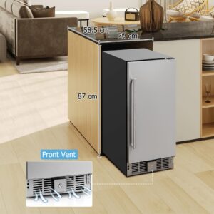 KOTEK 115 Cans Beverage Refrigerator, 32 to 50℉, Under Counter Freestanding Beverage Cooler w/Lockable Stainless Steel Door for Drinks and Food, 2.9 Cu.ft, Mini Beer Fridge for Bedroom, Dorm, Home