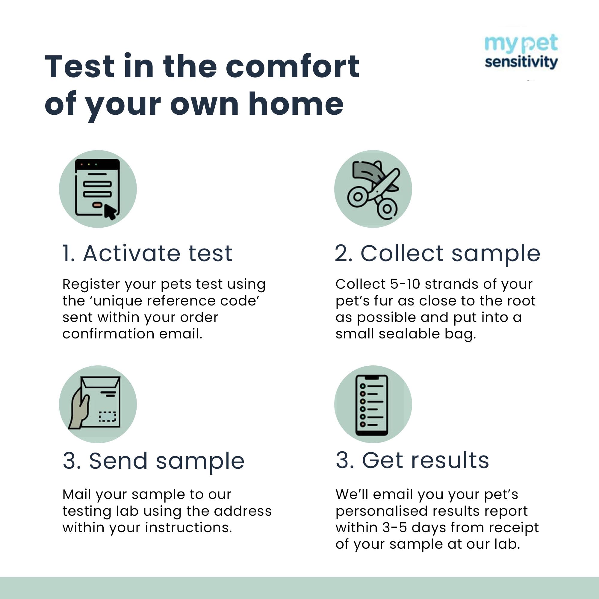 My Pet Sensitivity Test - Home Dog Sensitivity Test | 300 Items Checked | Fast 3-5 Day Results | Painless Hair Sample Method | Food, Environment & Additives Analysis | All Dog Breeds & Ages