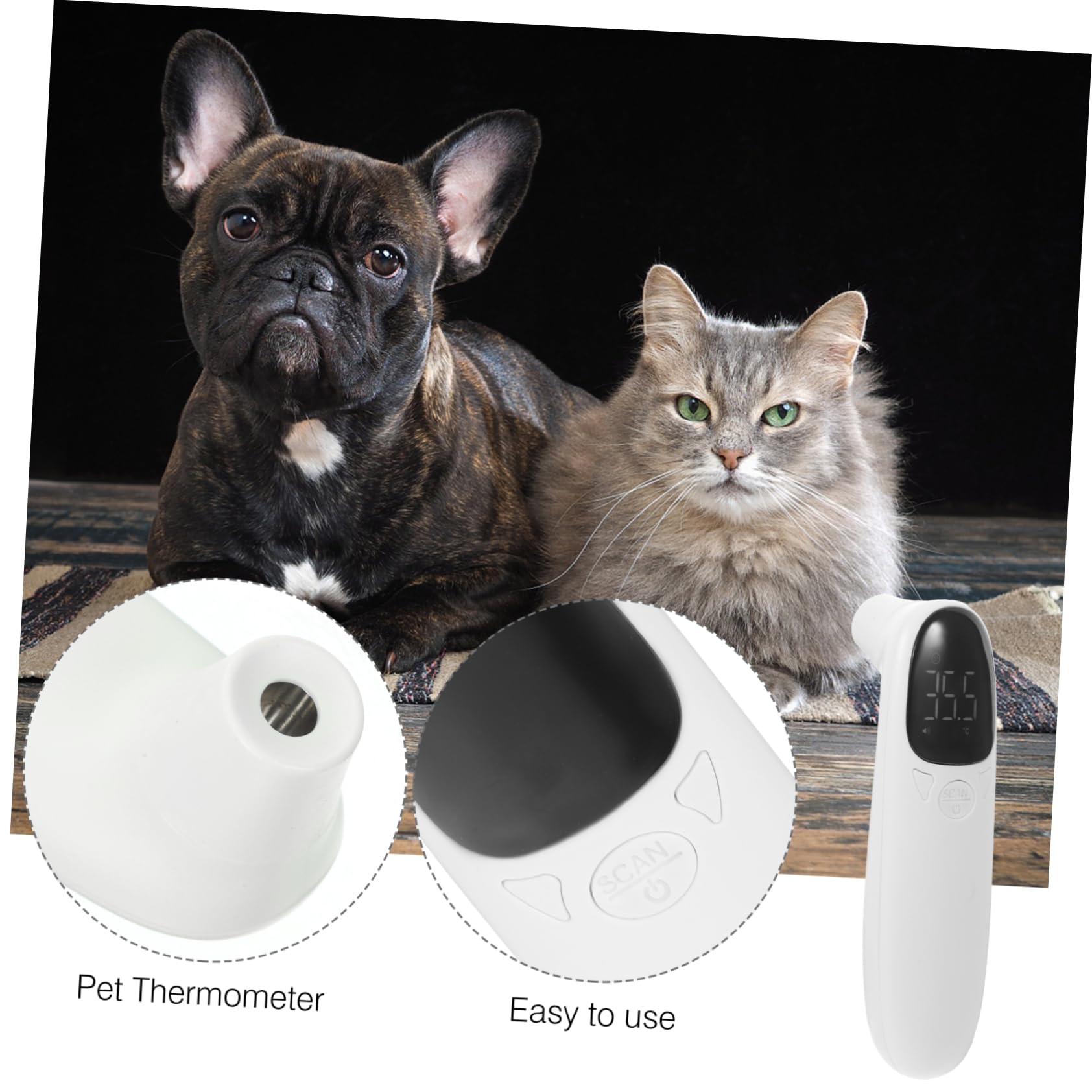 NOLITOY 4 Sets Pet Thermometer Dog Ear Thermometer Non- Cats Thermometer Home Use Pet Temperature Thermometer for Pet Rechargeable Pet Ear Thermometer Screen Baby Plastic Pet Dog