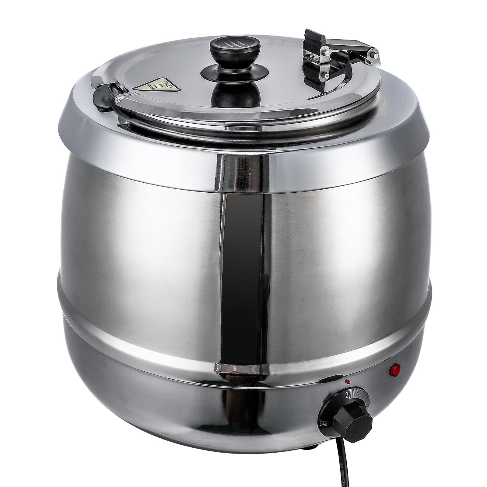 RIEDHOFF Commercial Soup Warmer, 10.5QT Soup Kettle with Hinged Lid and Detachable Stainless Steel Insert Pot, Suitable for Family Gatherings, Parties, Restaurants, and Buffets, Sliver