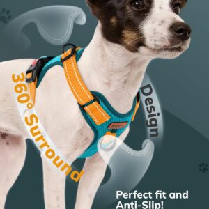 MIDOG Dog Harness, No-Pull Pet Harness and Leash Set for Small Medium Large Dogs Walking, No Choke Front Clip Dog Reflective Harness, Adjustable Soft Padded Pet Vest with Easy Control Handle (Blue,XL)