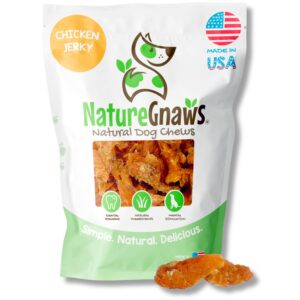 nature gnaws usa chicken jerky for dogs (1lb) – delicious grain free reward snack for small, medium & large breeds - premium natural dog chew treats