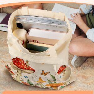 Miss Adola Aesthetic Canvas Tote Bag with Inner Pocket for Women Unique Funny Pattern Design Casual Sturdy Cloth Cotton Totes Bag with Pattern for Vacation, Shopping, Work, Gym - Mushroom Forest