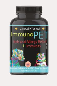 immunopet - itchy skin relief for dogs and cats - hot spot relief - pet allergy support -cat and dog skin and coat supplement - pet immunity support - 60 caps