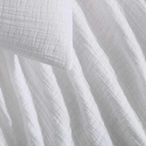 Calvin Klein - King Duvet Cover Set, Soft Cotton Jacquard Bedding, Crinkle Textured Home Decor (Washed Texture White, King)