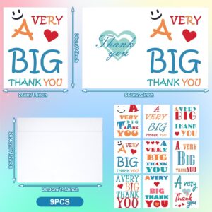 Jetec 9 Sets Big Thank You Cards with Envelope 14 x 22 Inch Large Giant Appreciation Card Oversize Greeting Card Jumbo Message Cards for Thanksgiving Christmas Teacher Nurse Week Wedding Gift