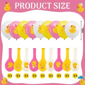 Sratte 40 Pcs Duck Balloon Rubber Duck Party Decorations 12 Inch Duck Shape Foil Balloons Blue Pink Yellow White Latex Balloon for Baby Shower Rubber Duck Themed Birthday Party Supplies (Bowknot)