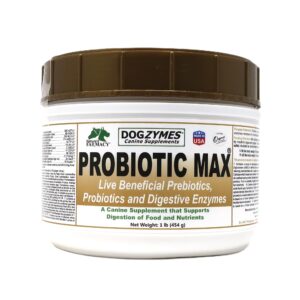 dogzymes probiotic max -10 billion cfu's probiotics, prebiotics, digestive enzymes - relieves diarrhea, upset stomach, constipation, gas, allergy, immunity & overall health 1 pound