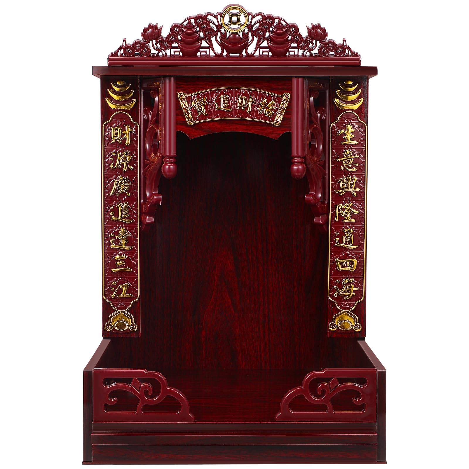 BESTOYARD for Buddha Altar Shelf for Wall Altar Cabinet Wall Mount Japanese Decor Buddha Shelf for Desktop Chinese Decor Buddhist Altar Wall Shelf Temple Buddha Statue Wood Red Pet