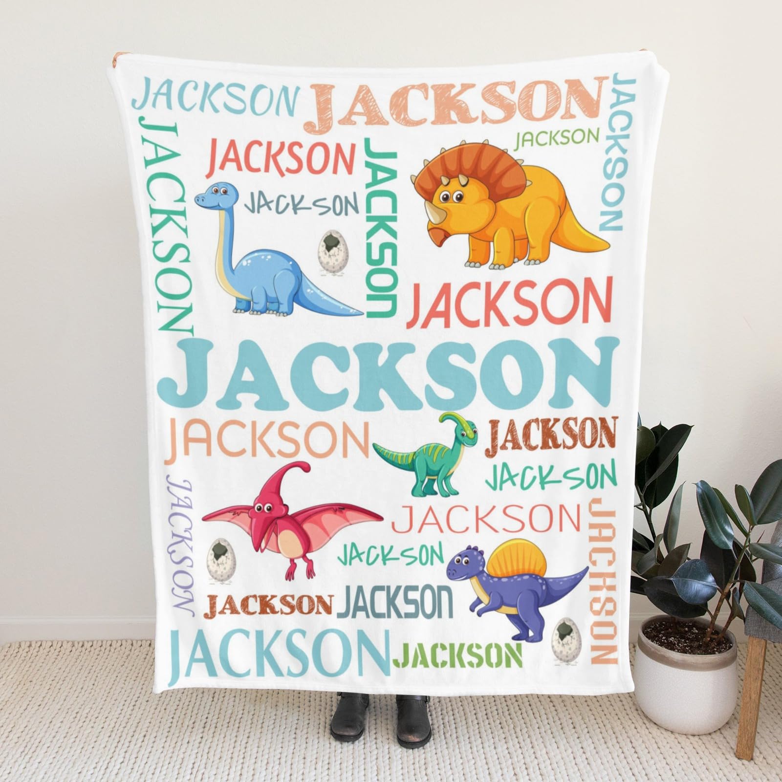 HSSQMH Personalized Dinosaur Blanket for Boys Personalized Party Favors with Dinosaur Design Dinosaur Room Decor Throw Blanket for Teens Kids for Couch Sofa Bed Dino Blanket for Girls Teens