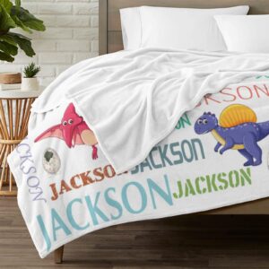 HSSQMH Personalized Dinosaur Blanket for Boys Personalized Party Favors with Dinosaur Design Dinosaur Room Decor Throw Blanket for Teens Kids for Couch Sofa Bed Dino Blanket for Girls Teens